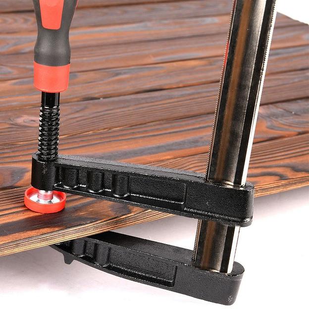 Струбцина F-образная усиленная Deli DL110830Z 300x80 мм, макс. усилие зажима 3000N, резьба 14мм фото 6