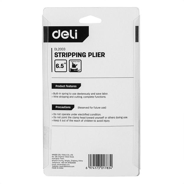 Инструмент обжимной Deli Автоматические клещи для снятия изоляции (стриппер) Deli DL2003 180мм, диапазон зачистки 0,5-6 мм, пружина с автоматическим возвратом фото 5