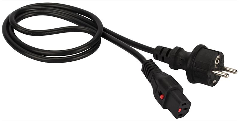 Шнур питания с блокировкой C13-Schuko прямая, 3х0.75, 220В, 10А, черный, 3 метра (LAN-PP13L/SH-3.0-BK) фото 1