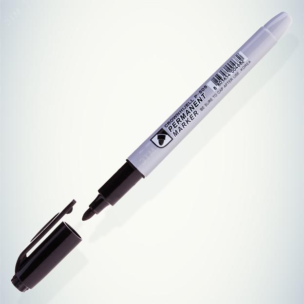 Маркер перманентный CROWN "Multi Marker Slim", ЧЕРНЫЙ, круглый наконечник, 2 мм, P-505 фото 1