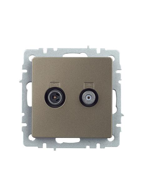 IEK BR-AF20-O-K37 BRITE Роз. двойная TV+SAT РТВ/РСп12-БрШ шамп. фото 2