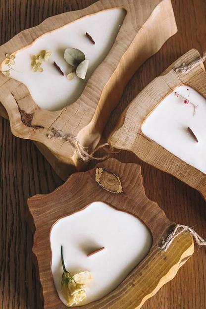 Свеча из кокосового воска Razzo room в деревянном подсвечнике ОПТ фото 1