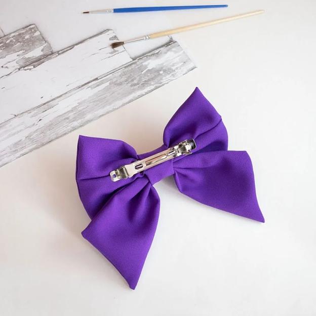 Заколка для волос Casanda Hey «Бантик» ярко фиолетовый, опт фото 4