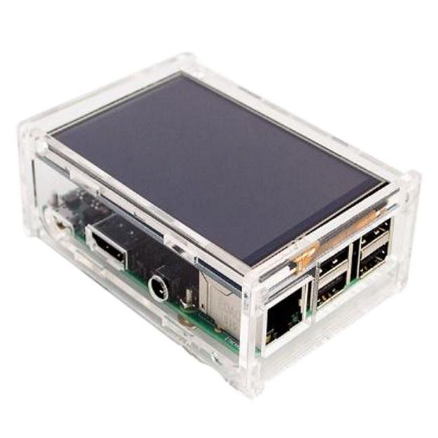 RA147 Корпус ACD Acrylic Case w/ 3.5 inch LCD hole for Raspberry Pi 3 B (вместо верхней крышки - отверстие для LCD дисплея) (494248) фото 1