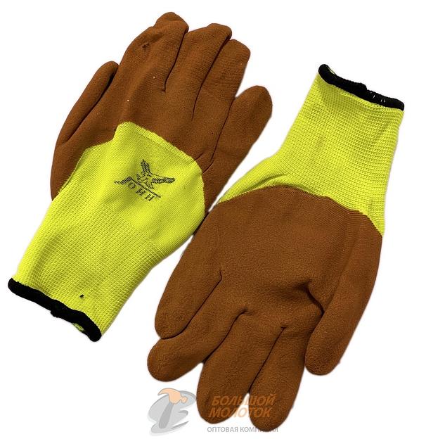 Перчатки желтые с начесом и обливом №85 /10 /300 фото 1