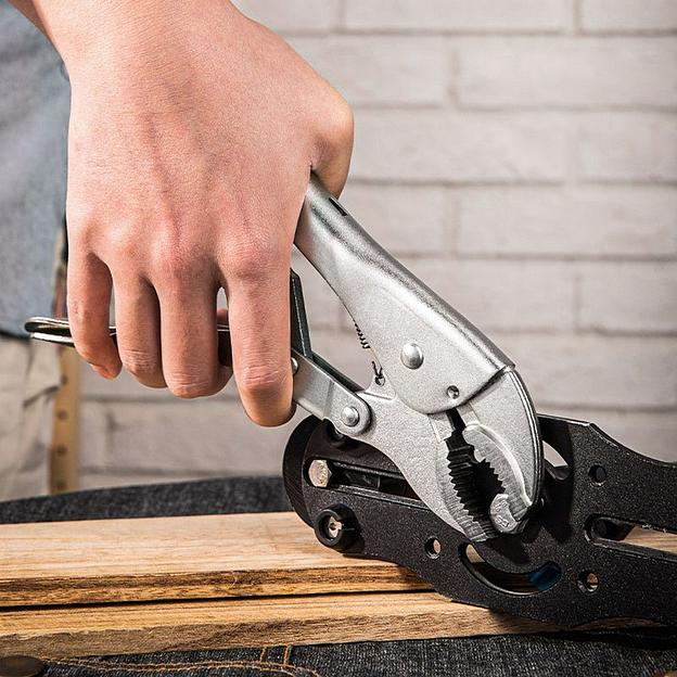 Зажимные клещи с изогнутыми губками Deli DL0381 200мм, рабочий ход 55мм, регулировочный винт фото 5