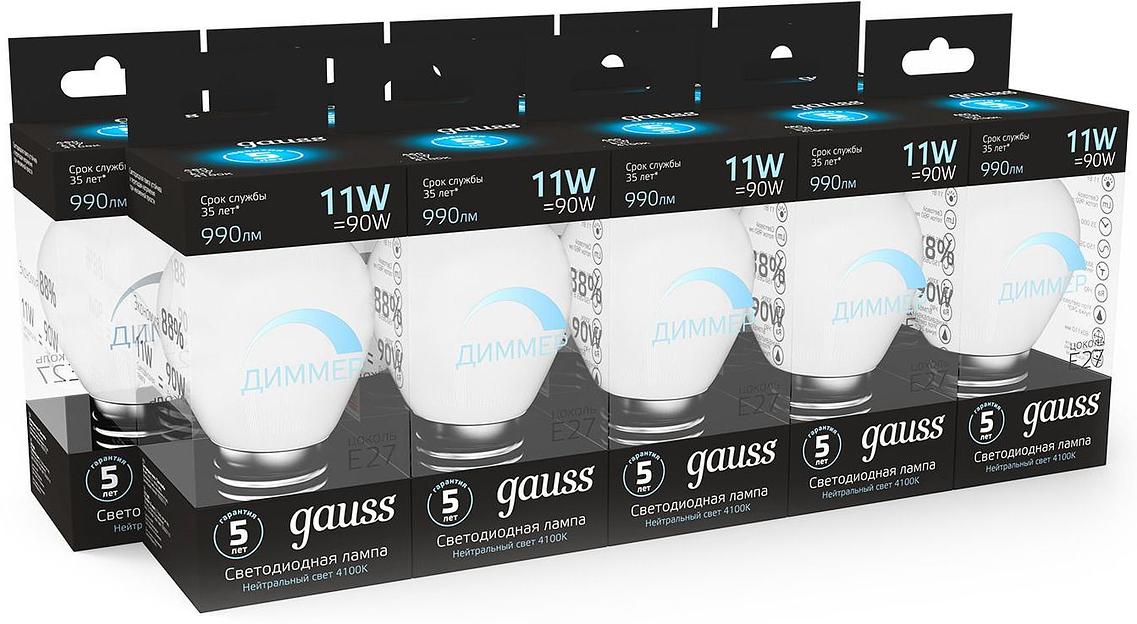 Лампа светодиодная Gauss 102502211-D 11Вт цок.:E27 груша 220B 4100K св.свеч.бел.нейт. A60 (упак.:1шт) фото 5