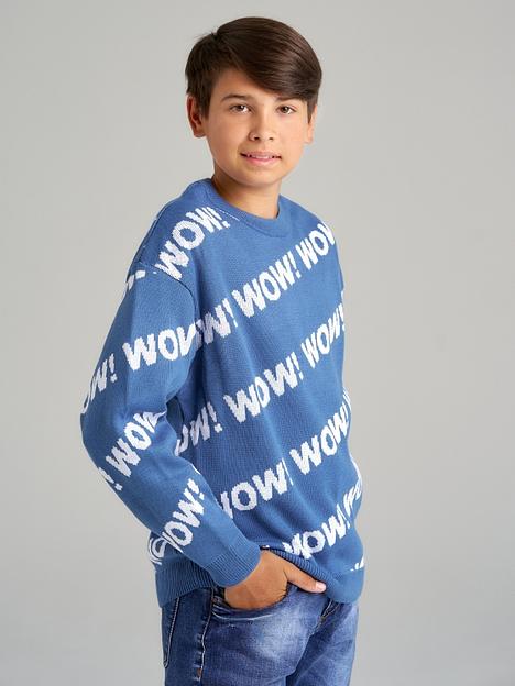 Джемпер «Вау» синий, для мальчиков ОПТ фото 3