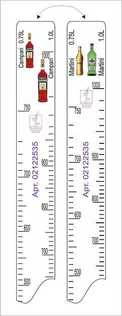 Линейка Campari (0.75 л./1 л.)/ Martini (0.75 л./1 л.) L=28 см. В=2 см. /1/ фото 1