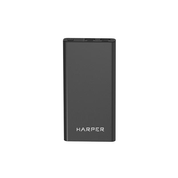 Harper Аккумулятор внешний портативный PB-10031 Black (10 000mAh; Тип батареи Li-Pol; Вход Micro USB/Type-C, 2А; Выход: 5V/1A и 5V/2A; LED индикатор заряда, Корпус: металл) фото 1