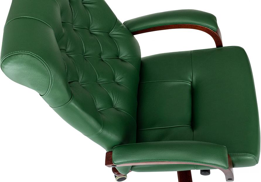 Кресло руководителя Бюрократ T-9928Walnut зеленый кожа крестов. металл/дерево фото 5
