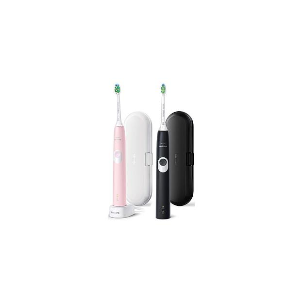 Набор электрических зубных щеток Philips Sonicare ProtectiveClean HX6800/35, с 2 дорожными футлярами, насадки для щётки: 2 шт, цвет: черный и розовый фото 1