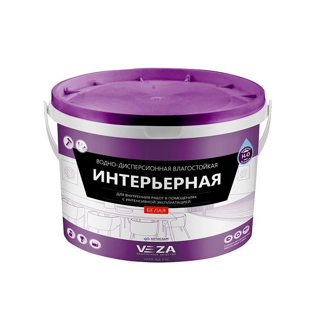  Краска интерьерная влагостойкая VEZA-ВД 210 белая фото 1