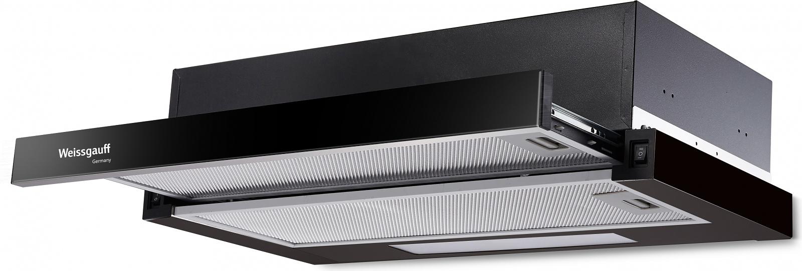 Вытяжка встраиваемая Weissgauff TEL 06 1M BL черный управление: кулисные переключатели (1 мотор) фото 1