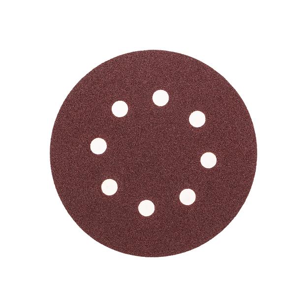 Диск абразивный на ворсовой основе, на липучке, перфорированный, P80, 125мм, 10 шт. фото 1