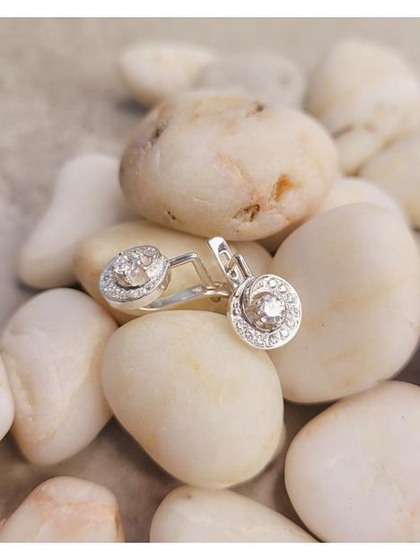 Серьги с крупным фианитом 925 фото 6