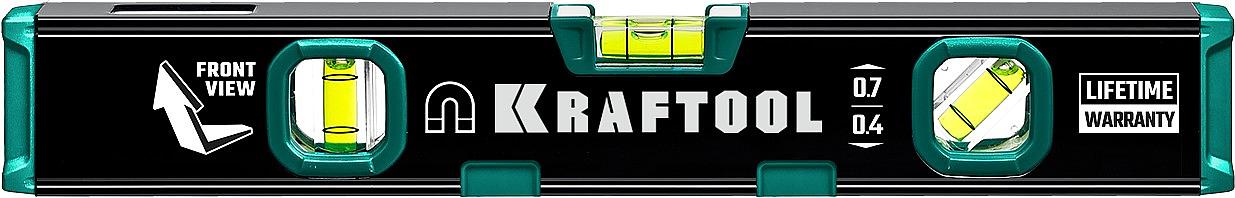 KRAFTOOL KOMPAKT-300, 300 мм, усиленный профиль, с зеркальным глазком, компактный магнитный уровень (34784) фото 1