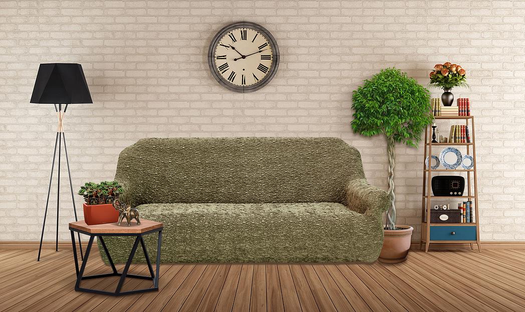 Чехол на трёхместный диван Чехлы&Пледы «Виктория» оливковый ОПТ фото 6