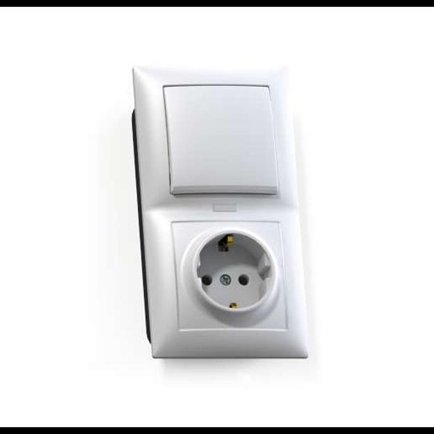 Блок СП БКВР-420 Селена (1-кл. выкл. и индик.+ розетка с заземл.) бел. Кунцево 8216 фото 1