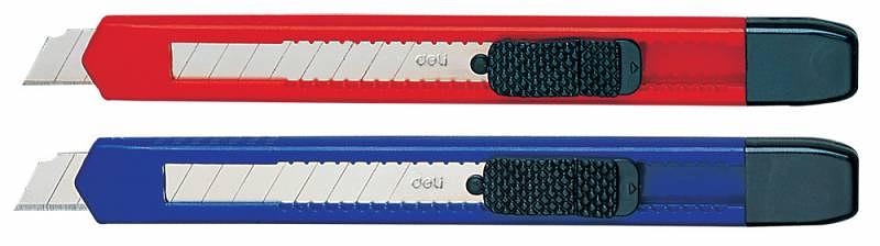 Нож канцелярский Deli E2051 шир.лез.9мм сталь ассорти пакет с европод. фото 1