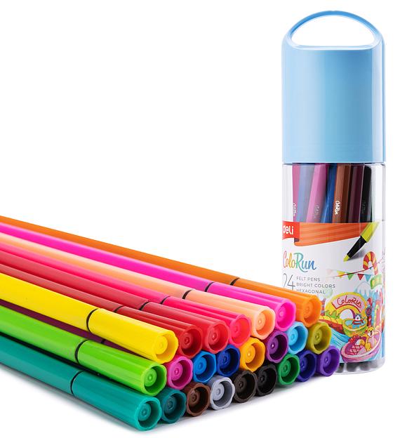 Фломастеры Deli EC156-24 24цв. пластиковая туба фото 1