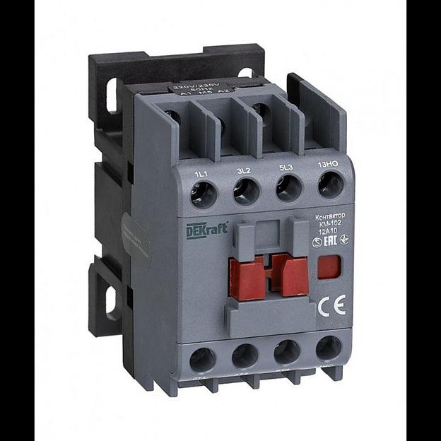 Контактор КМ-102 3п 12А кат. 230В AC 1НО AC-3 AC-4 DEKraft 22002DEK фото 1