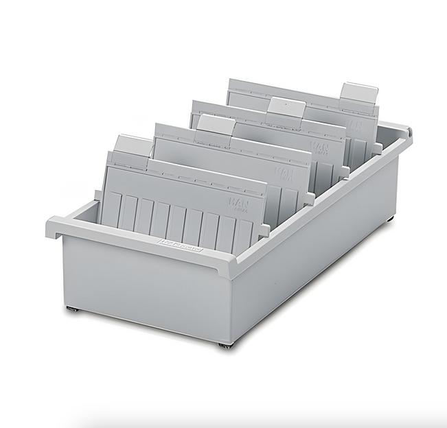 Картотека пластиковая формат А5 (210×148 мм) горизонтальная на 1300 карт, серая, HAN (Германия), НА955/0/11, опт фото 1