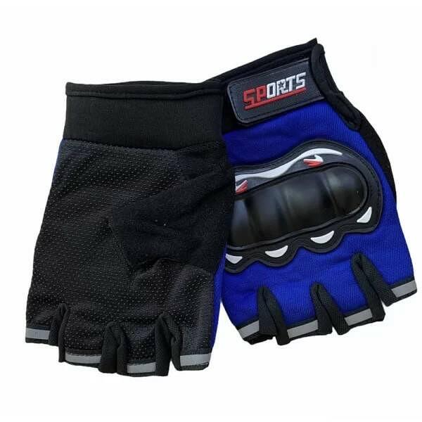 Мотоперчатки открытые KB-2616 синие опт фото 2