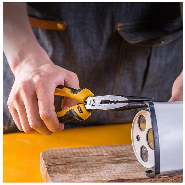 Удлиненные плоскогубцы Deli DL2108 200мм, двухкомпонентная рукоять фото 5