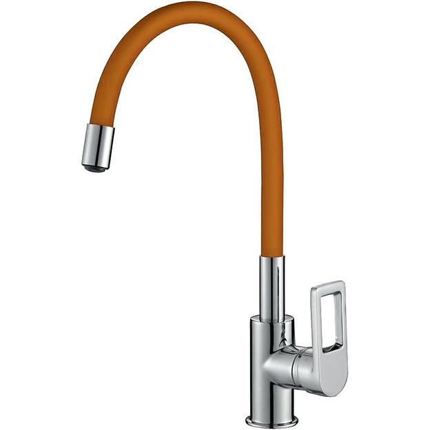 Смеситель для мойки одноручный "Juguni Luxe" с гибкой подводкой, коричневый фото 1