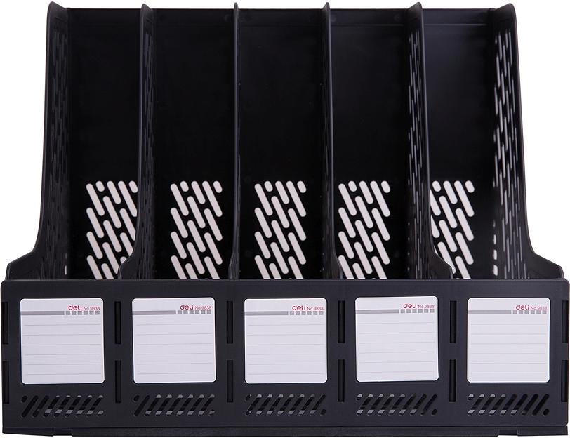 Лоток вертикальный Deli E9838black для бумаг 365x380x30мм черный фото 2