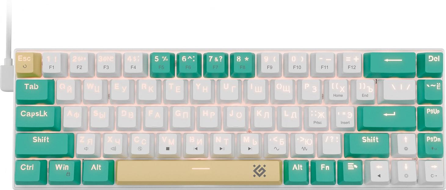 Клавиатура Defender Vexx Pro GK-084 механическая белый/зеленый Multimedia LED (45084) фото 1