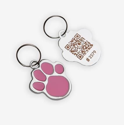 QR адресник розовый «Лапка» на ошейник фото 1