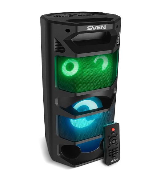 Портативная акустика 2.0 Sven PS-670 SV-020170 черная, 2x32.5 Вт (RMS), BT, FM, USB, microSD, LED-дисплей, пульт фото 2