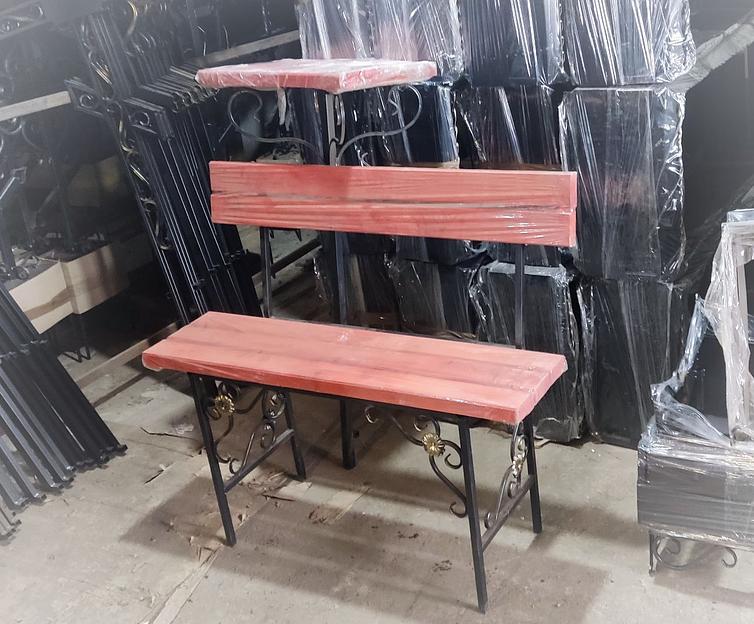 Комплект стол и лавка со спинкой на кладбище, опт фото 1