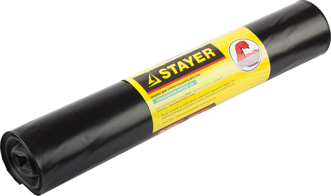 Stayer HEAVY DUTY, 120 л, 10 шт, черные, особопрочные, строительные мусорные мешки (39157-120) фото 1