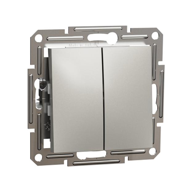 Выключатель 2х клавишный  SE  EPH0600169  Asfora проходной механизм бронза фото 1