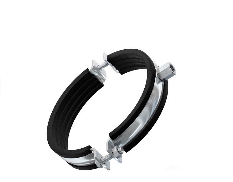 Хомут с резиновым уплотнителем для крепления воздуховодов - D250 М8 фото 1
