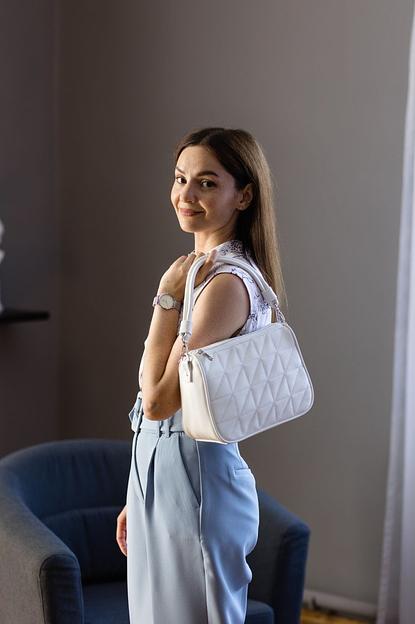 Женская сумка стеганая через плечо белая опт фото 3