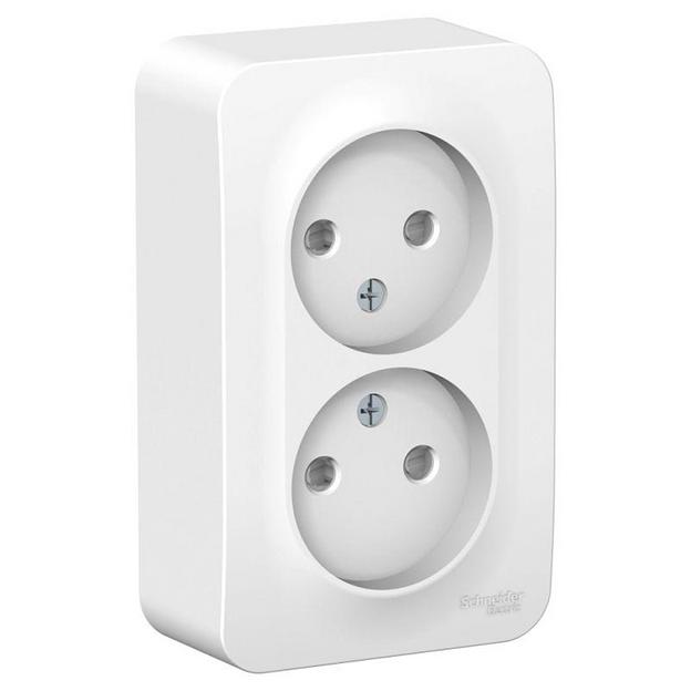 Systeme electric BLNRA001211 BLANCA О/У РОЗЕТКА двойная без заземл. со шт. ИЗОЛ.ПЛ.,16А, 250В, БЕЛЫЙ фото 1
