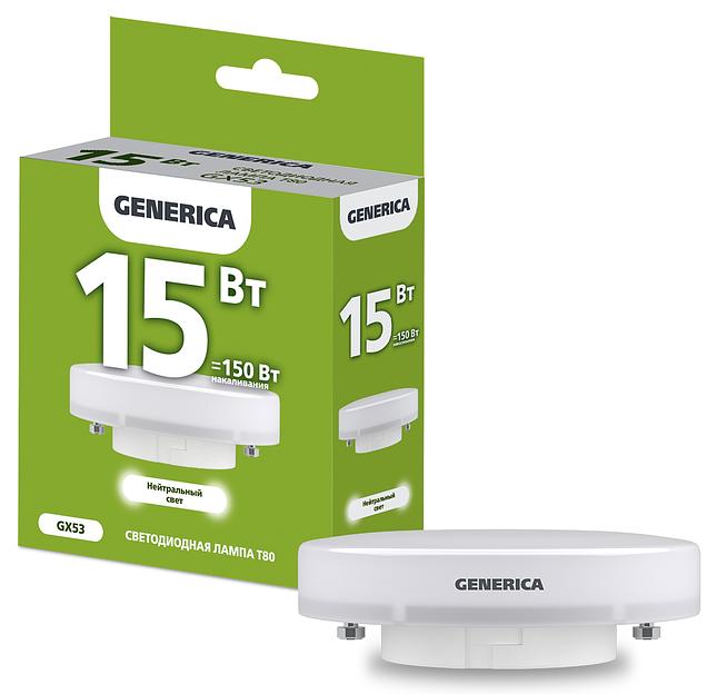 IEK LL-T80-15-230-40-GX53-G Лампа LED T80 таблетка 15Вт 230В 4000К GX53 GENERICA фото 1