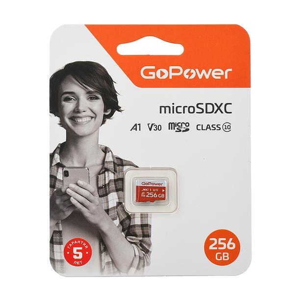 Карта памяти microSD GoPower 256GB Class10 UHS-I (U3) 100 МБ/сек V30 без адаптера GoPower 00-00025684 фото 1