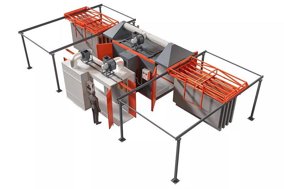 Кольцевой участок порошковой окраски с 2-постовой камерой напыления фото 1