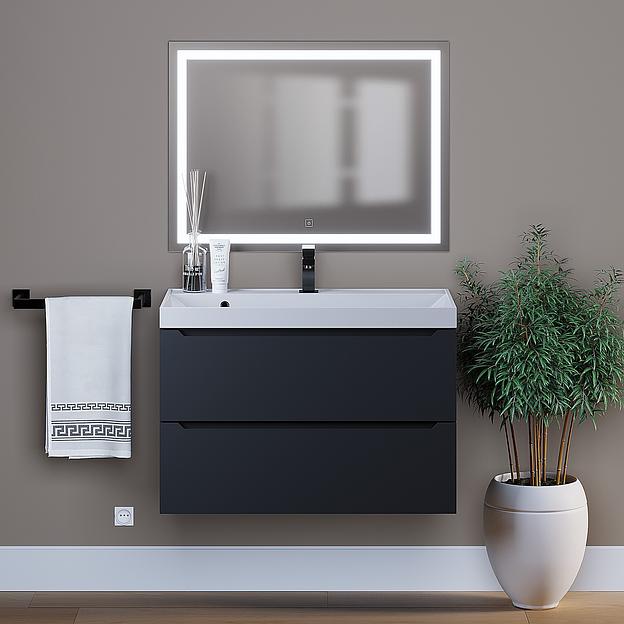 Тумба под раковину для ванной Uperwood Tanos 80 см, подвесная, черная матовая фото 4