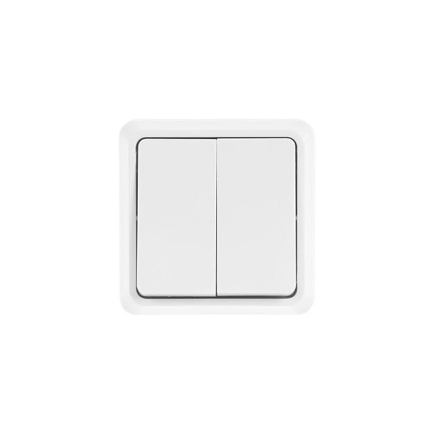Выключатель IEK Октава 2-клавишный, установка открытая, IP20, белый [evo20-k01-10-dc] фото 1