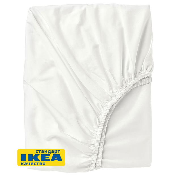 Простыня на резинке УЛЬВИДОРО (ИКЕА УЛЛЬВИДЕ) 160x200, белый, поплин KL-10351158 фото 1