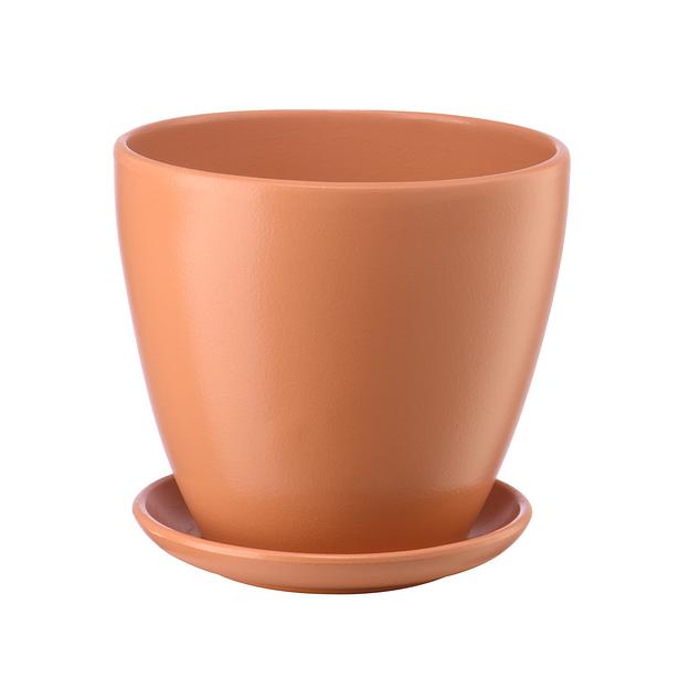 Керамический горшок "Бутон" с подставкой, 1,4л., Д135 Ш135 В130, персиковый фото 1