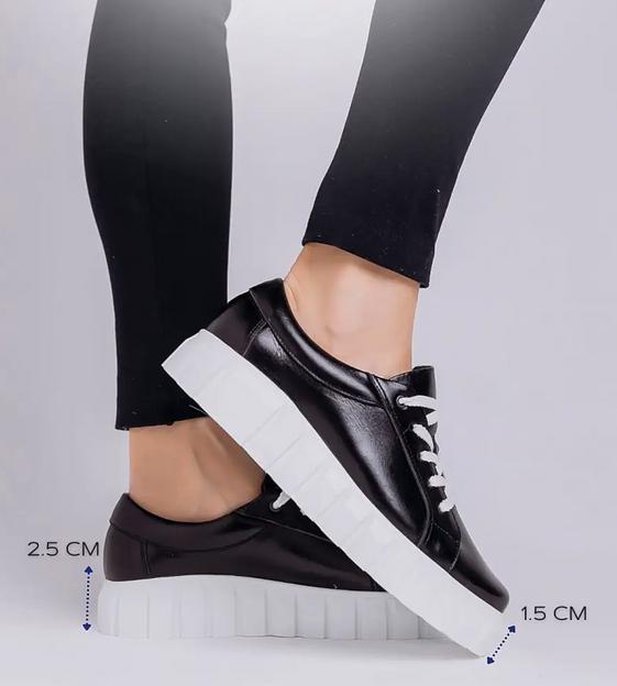 Кеды кожаные BuzShoes черные на высокой подошве ОПТ фото 1