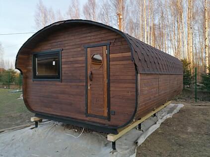 Баня квадро-овалбочка 6×4 м, срощенная ель фото 1