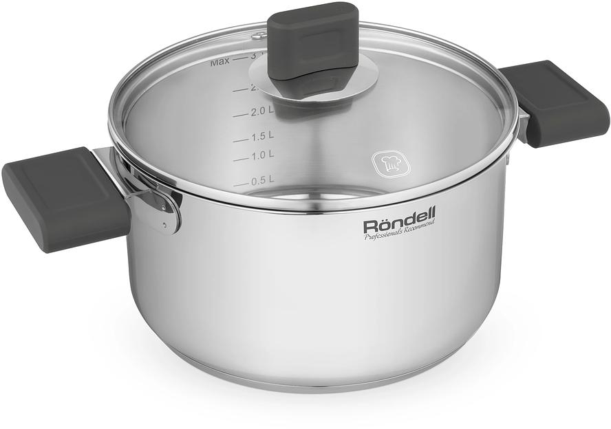 Кастрюля Rondell Quadro RDS-1596 3.1л. d=20см (с крышкой) стальной фото 2